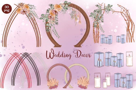 Wedding Decor arch with flowers clipart