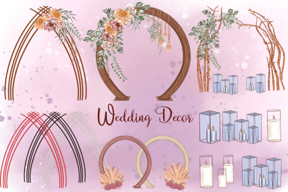 Wedding Decor arch with flowers clipart