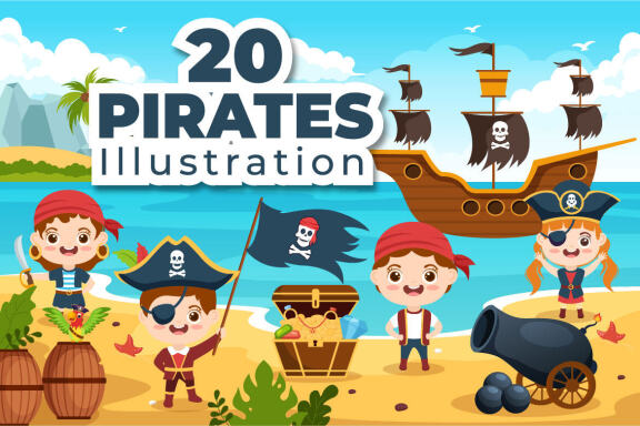 20 Pirate Cartoon Illustration