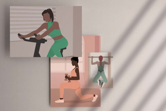 Fitness Girl Flat Illustrations Set