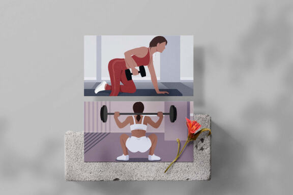 Fitness Girl Flat Illustrations Set