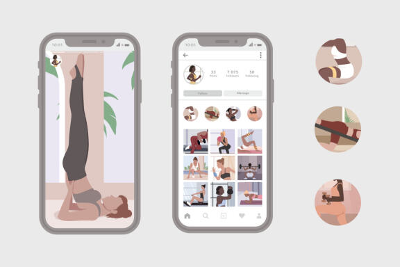 Fitness Girl Flat Illustrations Set
