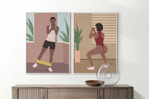 Fitness Girl Flat Illustrations Set