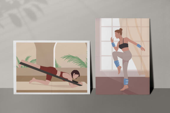 Fitness Girl Flat Illustrations Set