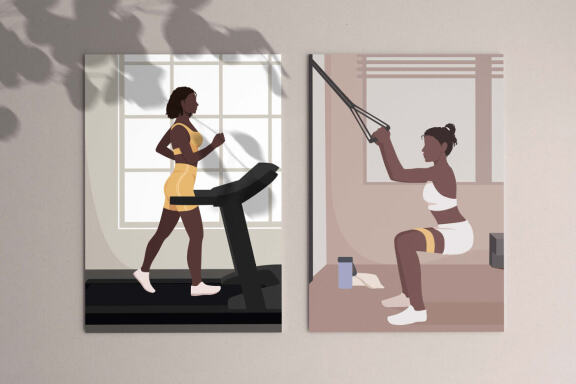 Fitness Girl Flat Illustrations Set