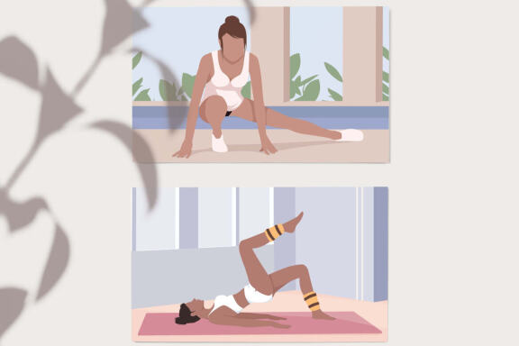 Fitness Girl Flat Illustrations Set