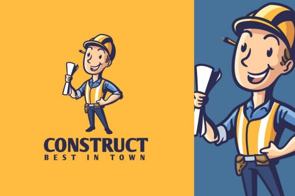 Cartoon Retro Vintage Contractor Mascot Logo