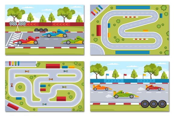 13 Formula Racing Sport Car Illustration
