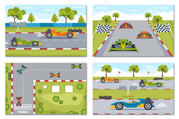 13 Formula Racing Sport Car Illustration