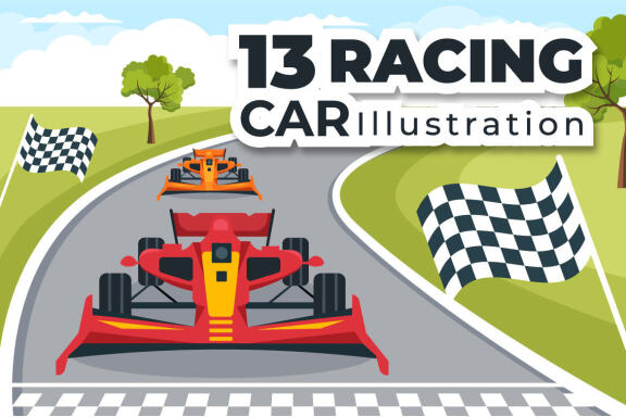 13 Formula Racing Sport Car Illustration