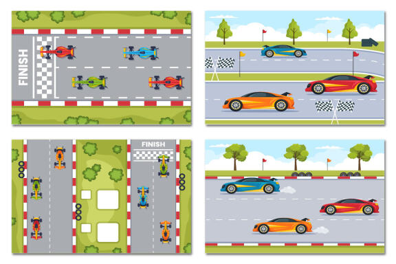 13 Formula Racing Sport Car Illustration