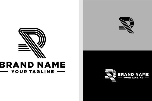 PR LOGO MONOGRAM LINE ROAD SIMPLE EDITABLE