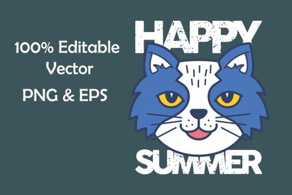 cute happy summer cat