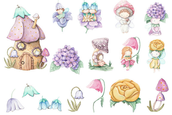 Floral Little Fairies Clipart