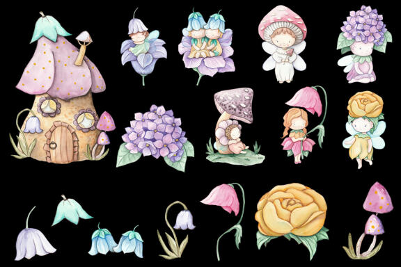 Floral Little Fairies Clipart