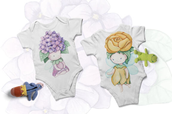 Floral Little Fairies Clipart
