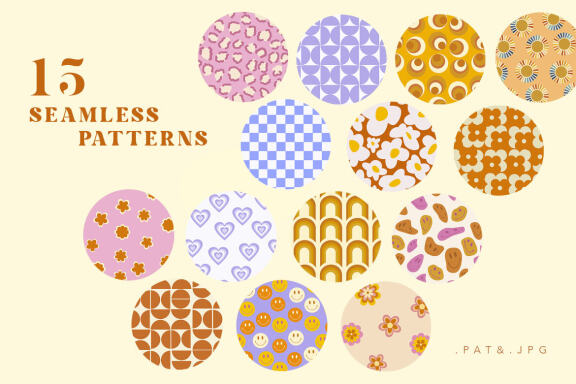 Retro Seamless Patterns 60s 70s 90s