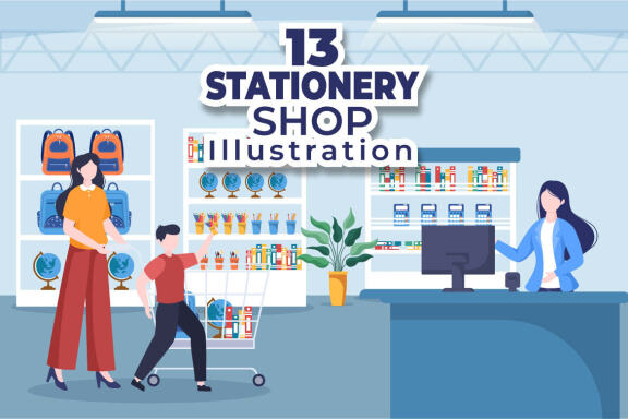 13 Stationery Set Illustration