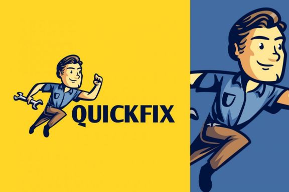Cartoon 40's Retro Vintage Repairman Mascot Logo