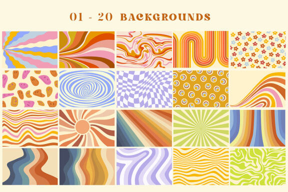 20 Groovy Boho Retro Textures