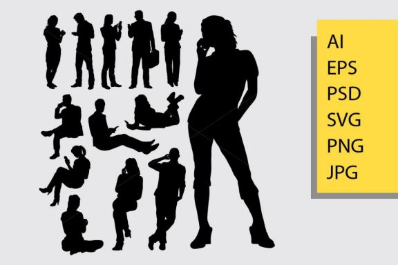Using hand phone silhouette