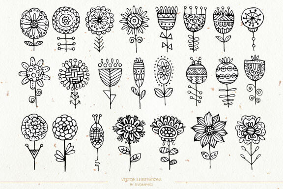 Hand Drawn Flowers Vol. 5