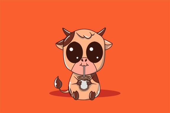 baby cow boy drinking milk