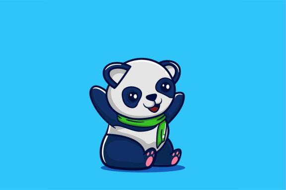 baby panda wearing green scarf