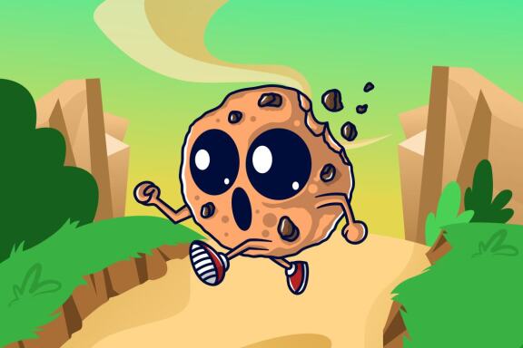 cockkies running and chocolate flying background