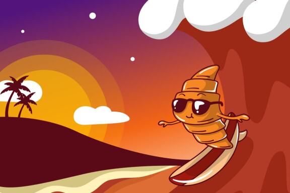 croissant playing surfing background