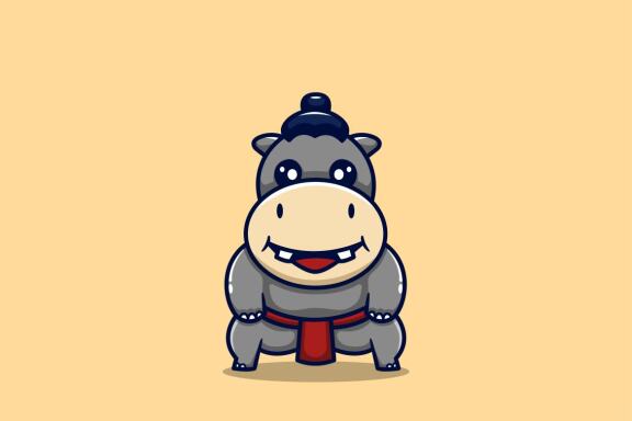 hippopotamus playing sumo