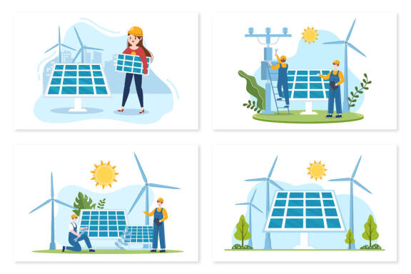 13 Solar Energy Installation Illustration
