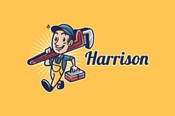 Retro Vintage Plumber Mascot Character Logo