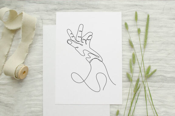 Abstract Human Hand One line drawing art singulart aesthetic simple