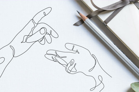 Abstract Human Hand One line drawing art singulart aesthetic simple