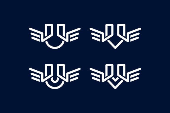 Wing & U V Monogram  - Free Logo Shapes