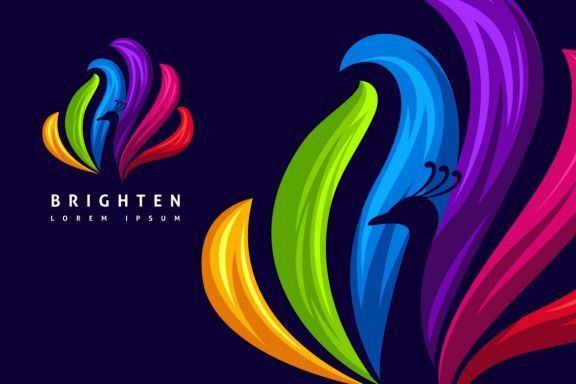Beautiful Colorful Negative Space Peacock Logo