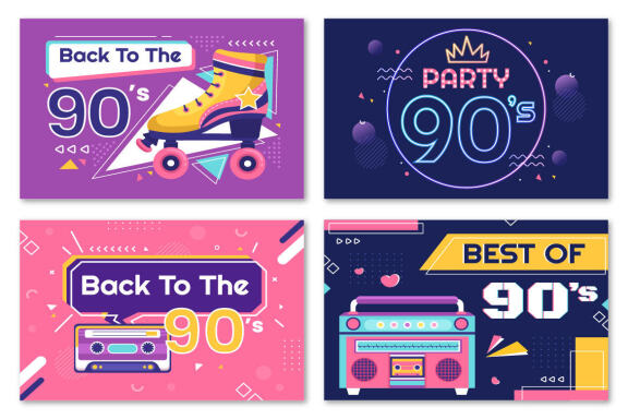 90s Retro Party Illustration