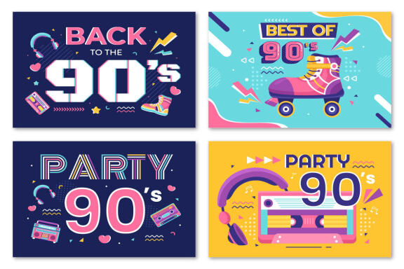 90s Retro Party Illustration