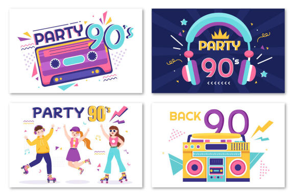 90s Retro Party Illustration