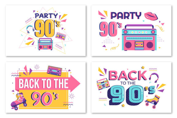 90s Retro Party Illustration
