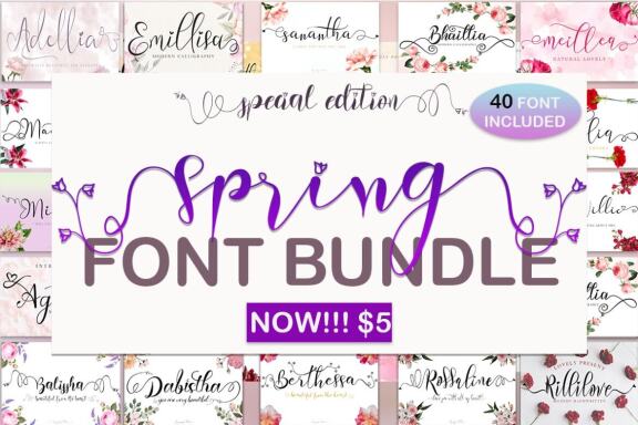 Spring Font Bundle - 40 Fonts