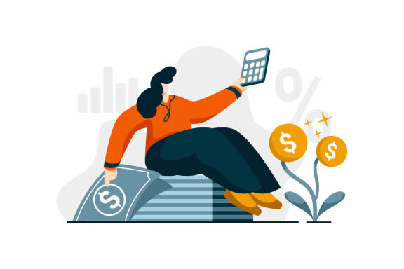 Interest Loan Calculator icon flat Illustration for business finance loan
