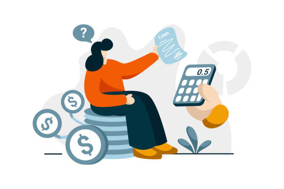 Interest Loan Calculator icon flat Illustration for business finance loan