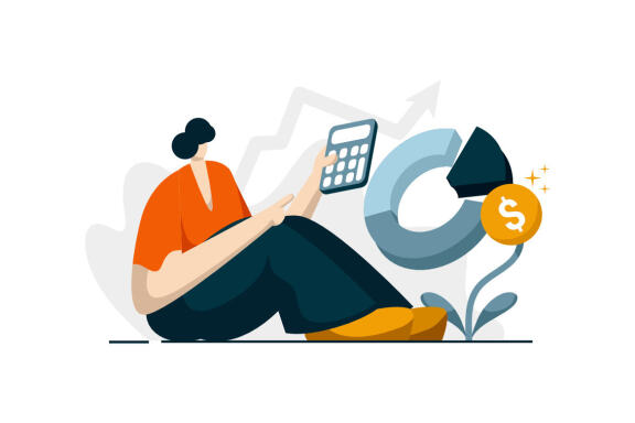 Interest Loan Calculator icon flat Illustration for business finance loan