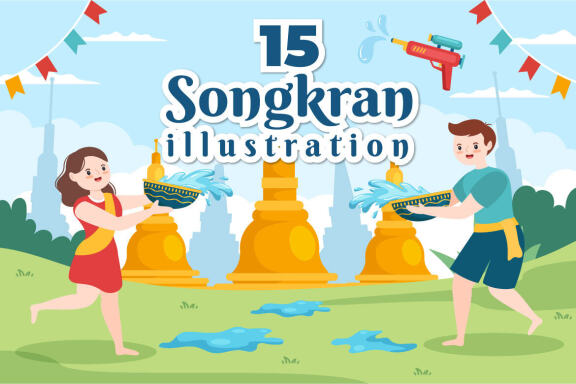 15 Songkran Festival Day Illustration