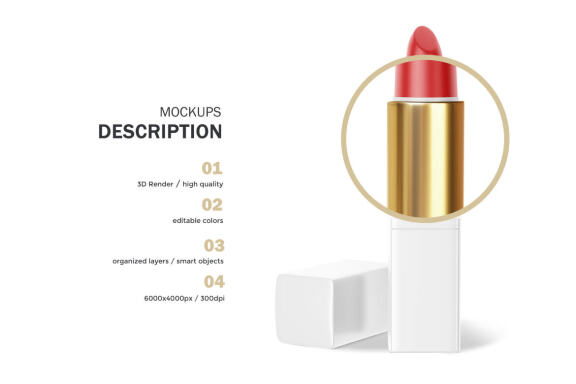 Plastic Square Lipstick - Cosmetic PSD Mockup