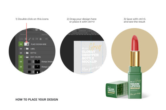 Plastic Square Lipstick - Cosmetic PSD Mockup