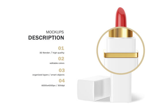 Plastic Square Lipstick - Cosmetic PSD Mockup