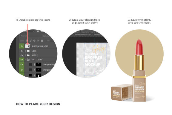 Plastic Square Lipstick - Cosmetic PSD Mockup